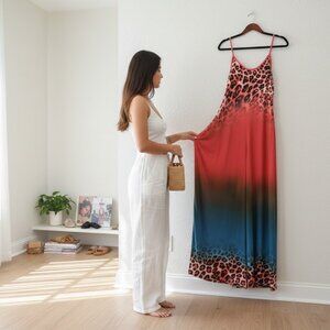 Leopard Print Ombré Maxi Tank Dress